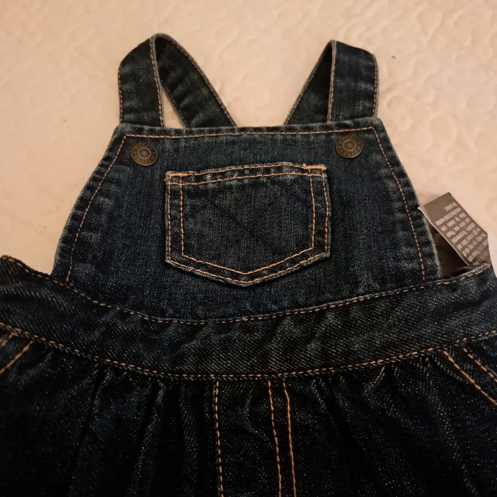 Ralph Lauren Infant Girls Denim‎ Jumper Overall Dress Dark Wash Blue NWT 9M